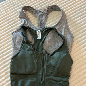 Green and Gray Athletic sports bra